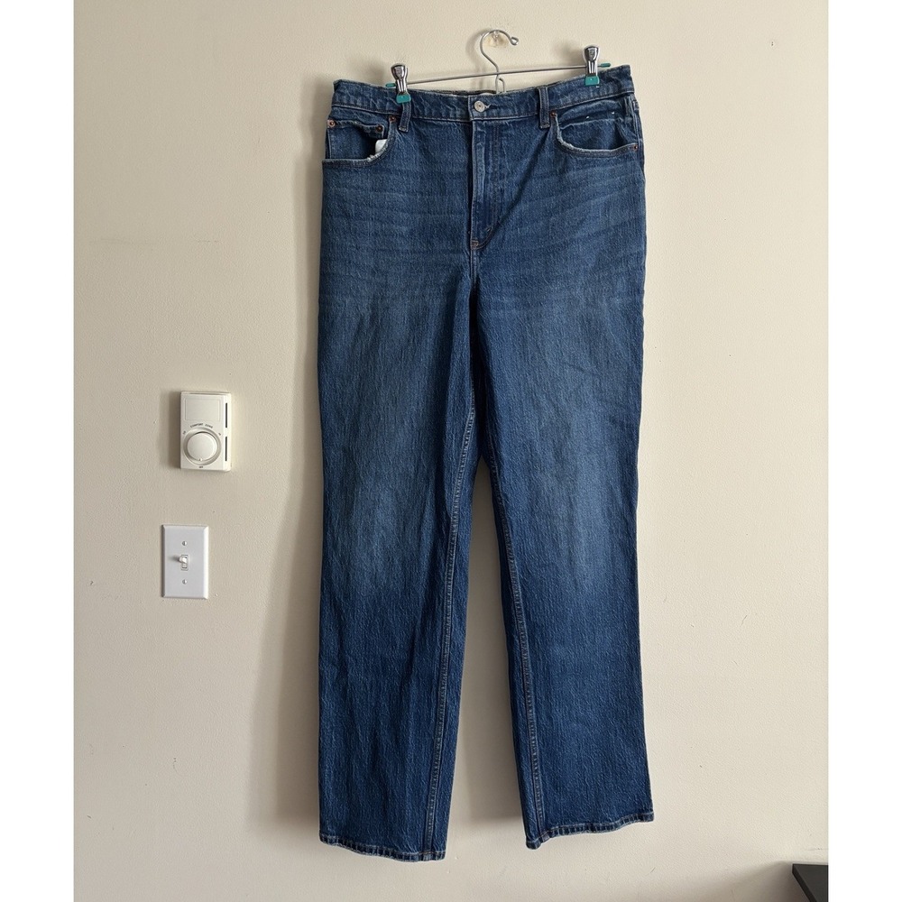 Abercrombie & Fitch Womens 32 14L 90s Straight Ultra High Rise Jeans Dark Blue